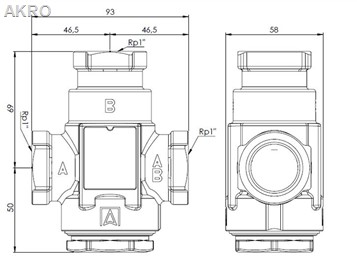 AFRISO Zawór temperaturowy ATV 334 1" 9kvs 50°C