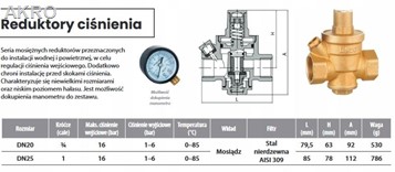 Reduktor ciśnienia 3/4" DN20 BASIC IBO