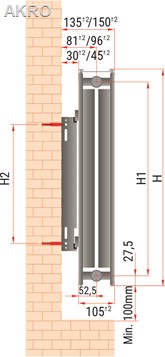 GRZEJNIK 550x400 DESIGN POZIOMY TYP-C22 BOCZNY