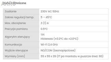 E55B230WIFI Inter. p/t reg. temp. do ramki 55x55