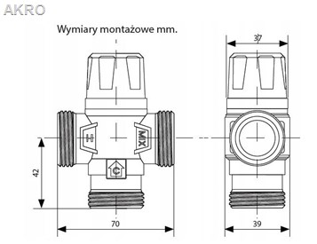 Zawór mieszający termostatyczny 3drogowy 1"35-60