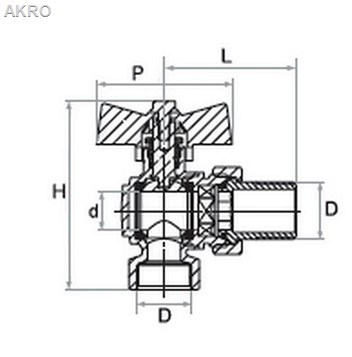 Zawór 1/2" kątowy kulowy z półśrubunkiem 1/2"