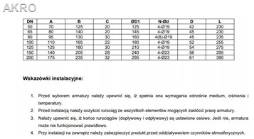 Przepustnica międzykołnierzowa DN200 8"