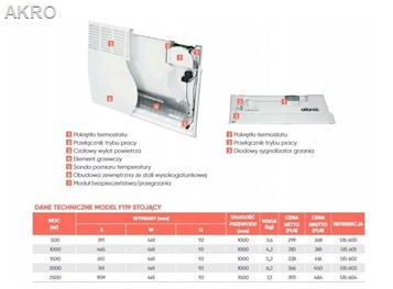 GRZEJNIK elektryczny F-119 moc 500W 461x391