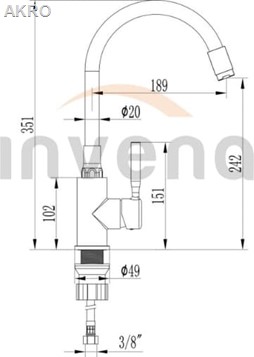 INVENA bateria GLAMOUR zlewozmywakowa czarna/złota