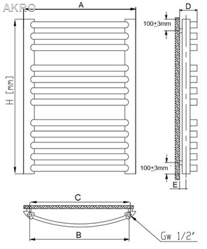 Grzejnik łazienkowy Diamond GR-MB biały 94x57 566W