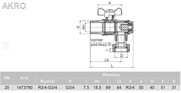 Zawór kulowy kątowy 3/4" SPIN z filtrem i magnesem