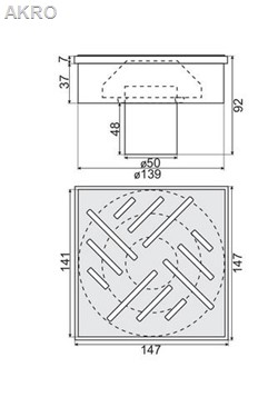 Kratka ściekowa 14x14 50 metalowa pionowa